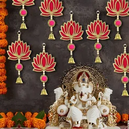 RR Crafts Pink & Yellow 10 PiecesWall Decor Lotus Thoran-picture-28