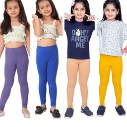 Tik Tok WEARS Girls Yellow Churidar Length Leggings-picture-46
