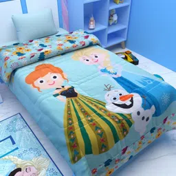 Athom Living Blue & White Cartoon Characters Printed 350 GSM Double Bed Comforter-image-90