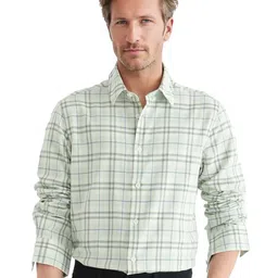 RARE RABBIT Men Comfort Spread Collar Tartan Checked Cotton Casual Shirt-image-30