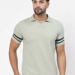 Kalt Men Structure Knit Polo T-Shirt-image-95