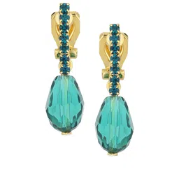 FirstBlush Cubic Zirconia Studded Contemporary Drop Earrings-image-9