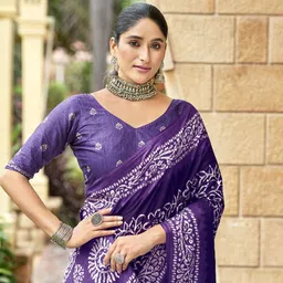 RV CREATION Floral Pure Cotton Designer Bagru Saree image 3