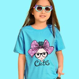 NUSYL Girls Graphic Printed Round Neck Cotton Oversized T-shirt-image-0