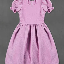 OMPAX Puff Sleeve Fit & Flare Dress-image-81