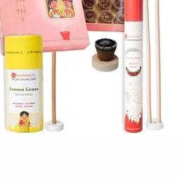 GaneshaSpeaks 95-Pcs Brown Rose Dhoop Cup, Incense Sticks & Lemongrass Dhoop Sticks-image-75