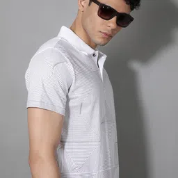 The Roadster Lifestyle Co Geometric Printed Pure Cotton Polo Collar Pure Cotton T-Shirt-image-50