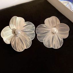 Tiso Silver Plated Pearls Studded Floral Shaped Studs-image-89
