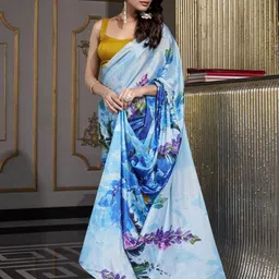 LOOKNBOOK ART Floral Satin Tussar Saree-picture-46