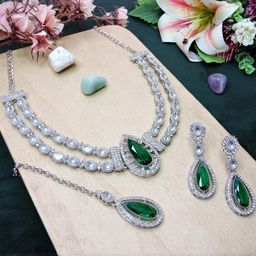 VATSALYA creation Women GreenJewellery Set-image-94