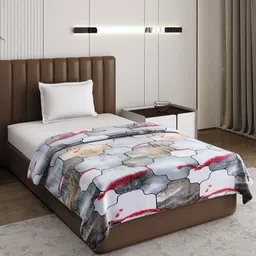 Monte Carlo White & Blue Geometric Printed AC Room 240 GSM Single Bed Blanket-image-42