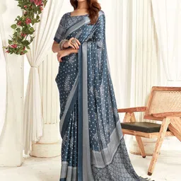 KALINI Floral Satin Dabu Saree-40
