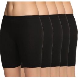 Pack of 5 Solid Women Black Cycling Shorts-image-30