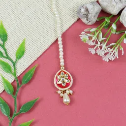 Asthetika Kids Girls Gold-Plated Kundan Studded Maang Tikka-21