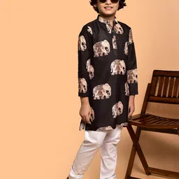 PRINTCULTR Boys Animal Printed Regular Kurta with Pyjamas image 1