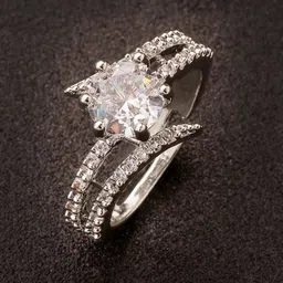 ADIVA Silver Plated AD Stone Studded Finger Ring-22