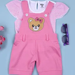 V-Mart Infant Girls Printed Cotton Dungaree With T-Shirt-35