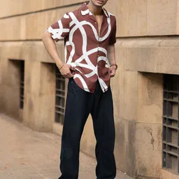 Powerlook Men Abstract Printed Cuban Collar Casual Shirt-image-11