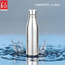 FNS Silver-Toned & Black Single Stainless Steel Solid Water Bottle-24