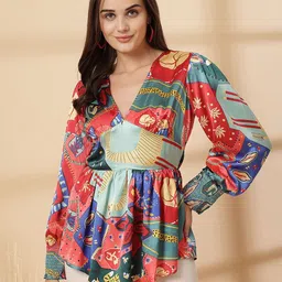 plusS Women Floral Printed High-Low Top-19