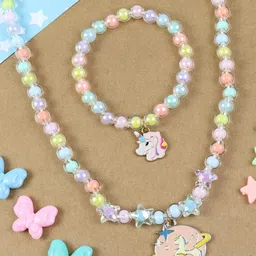 Asthetika Kids Girls Beaded Unicorn Galaxy Charm Jewellery Set-98