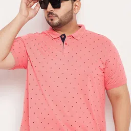 XFOX Men Plus Size Geometric Printed Polo Collar Cotton T-shirt-picture-6