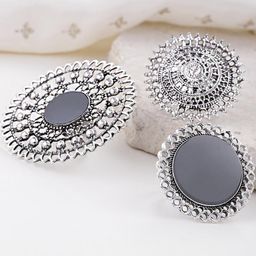 Shayna Set Of 3 Silver-Plated Finger Ring-image-84