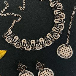 VATSALYA creation Rose Gold-Plated Artificial Stone Studded Jewellery Set-image-92
