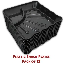 Stylish Plastic Plates Black Color Tray-20