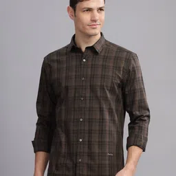 THREE DAYS Tartan Checked Spread Collar Long Sleeves Cotton Comfort Slim Fit Shirt-image-78