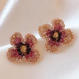 VAGHBHATT Gold-Plated Floral Shaped Studs-image-94