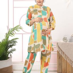 MomsBae Printed Shirt With Trousers feeding cord set-picture-15