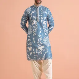 KISAH Men Embroidered Regular Fit Mirror work Kurta Patiala Set-image-83