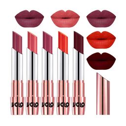 VOLO Set Of 5 Creme Matte Lipstick 3.5g Each - Cherry-Dark Peach-Rose Pink-Coral-Maroon-52