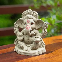 ExclusiveLane Grey & Red Spiritual Ganesha Religious Idol Showpiece-image-51