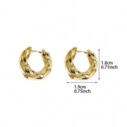 FIMBUL Set Of 2 Rhodium-Plated Textured Circular Shaped Hoop Earrings image 3