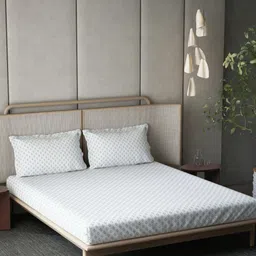 DDecor White Geometric Printed 144 TC Cotton King Bedsheet Set 2.74 m x 2.74 m-image-36
