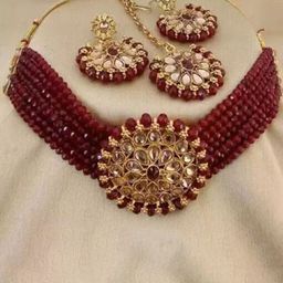 Anouk Gold-Plated Kundan & Bead Studded Jewellery Set-image-23