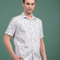 Crimsoune Club Men Classic Fit Abstract Printed Spread Collar Cotton Casual Shirt-image-85