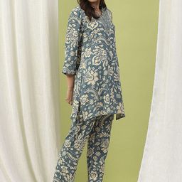 Nayam By Lakshita Floral Printed Sequinned A-Line Kurta with Trouser image 3