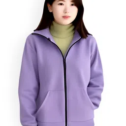LECOWAR Women Hooded Solid Bomber Jacket-picture-10