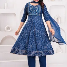 SHALIG Women Floral Printed Regular Kurta with Trousers & Dupatta-picture-16