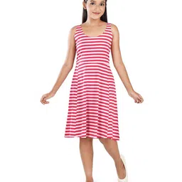 Clothe Funn Girls Striped Sleeveless A-Line Dress-image-92