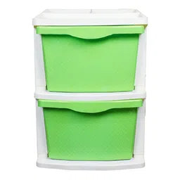 Parasnath Green & White 2-Layer Drawer Multi-Utility Organisers with Wheels image 2