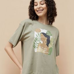 Ginger by Lifestyle Women Graphic Printed Round Neck Cotton Relaxed Fit T-shirt-image-22