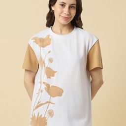 Allen Solly Woman Floral Printed Round Neck Pure Cotton T-shirt-picture-17
