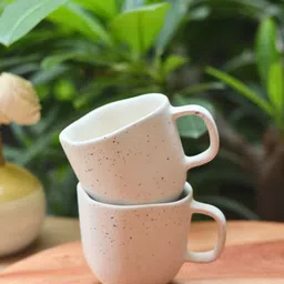 WEAVING HOMES White Solid Ceramic Glossy Mugs Set of Cups and Mugs-57