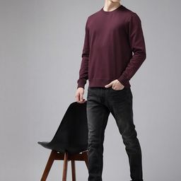 Mast & Harbour Men Solid Cotton Anti Odour Sweatshirt-image-65
