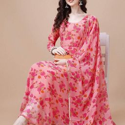 Raiyani Enterprise Floral Printed Scoop Neck Anarkali Kurta-image-58