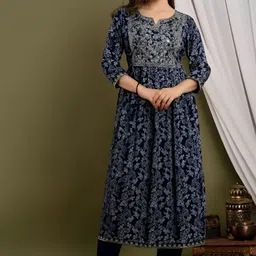 KOTHOTYA Women Floral Embroidered Regular Kurta with Trousers-image-7